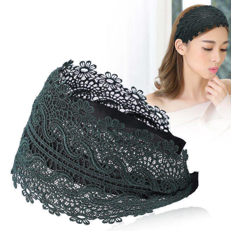 Solid Wide Lace Women Hairband Stretch Turban Breathable Hair Accessory for Girls Daily Commute Yoga Class