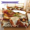 Highland Cow Pattern Bedding Quilt Set Quilt Cover Pillowcase Home Decoration Gift (1 * Duvet Cover + 2 * Pillowcase, Without Core)