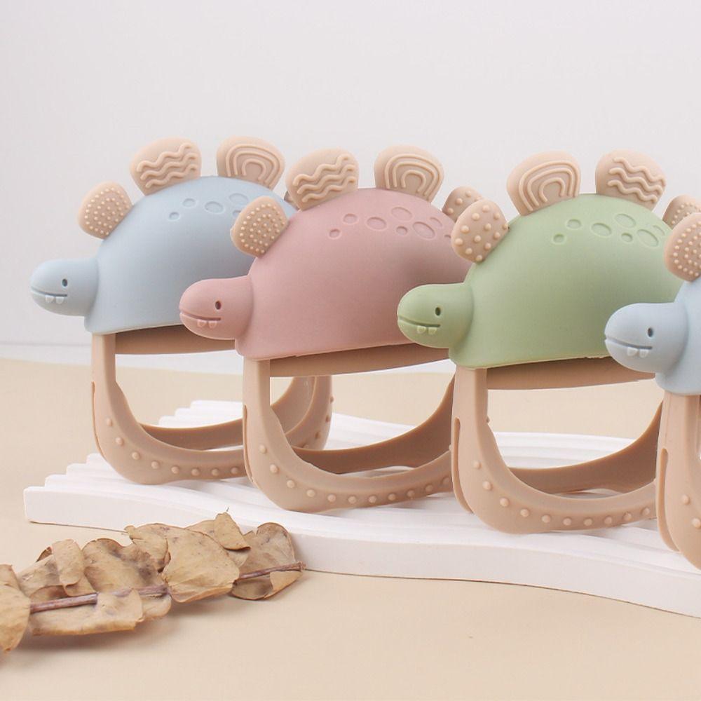 Wood Baby Teething Toy Detachable Infant Chew Toy Durable Dinosaur Teether Toy  Sensory Play