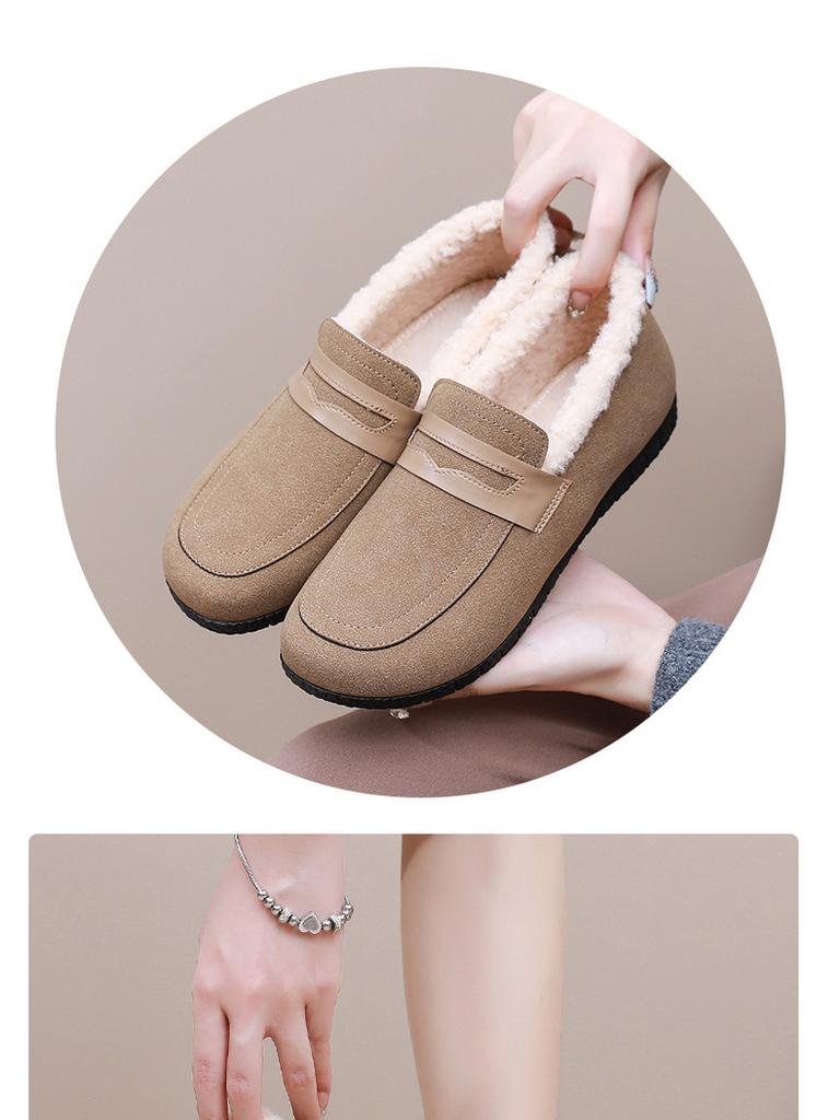 Women Shoes with Winter Velvet Cotton Shoes One Step On Warm and Non Slip for Mom Lightweight for Going Out 2025 New Flat Shoes
