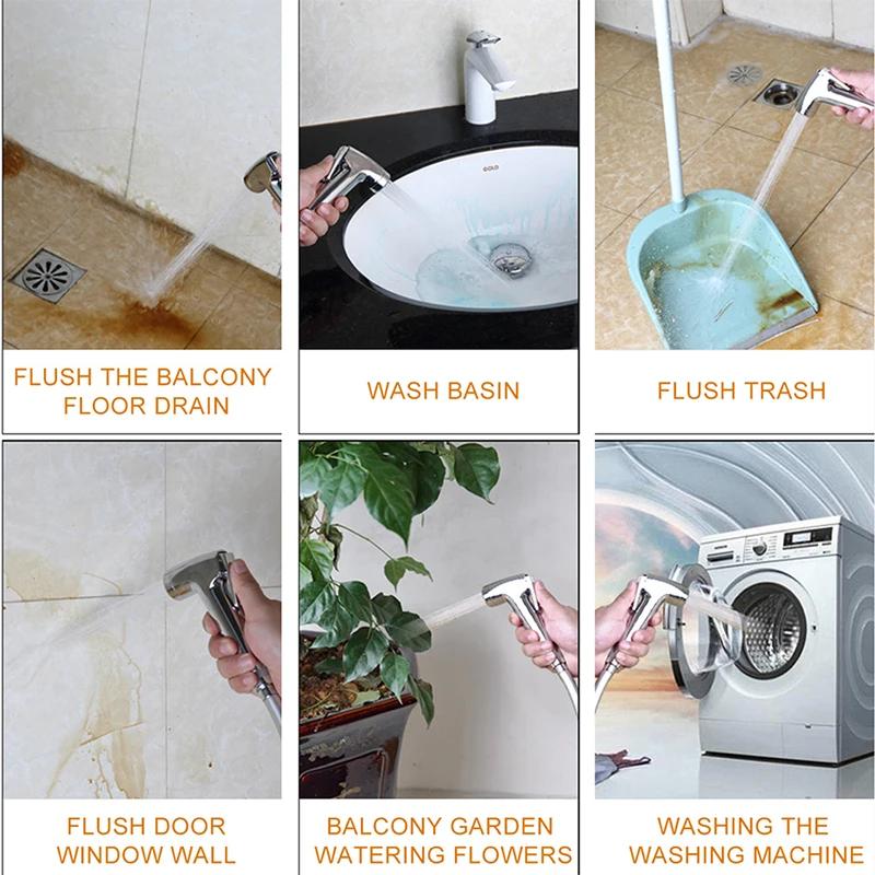 Black Handheld Toilet Bidet Faucet Sprayer Stainless Steel Bathroom Hand Bidet Sprayer Set Hose Toilet Self Cleaning Shower Head