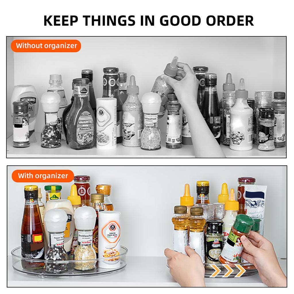Drehbarer Organizer Transparent Doppelschichtig 360 Grad Drehbar Küchen Gewürzregal Make-up Halter Lazy Susan