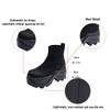 Black Chunky Platform Ankle Boots Women Fashion Crystals Knitted Short Booties Mujer Punk Goth Thick Sole Motorcycle Boots Woman