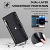 For iPhone 14 Pro Max PU Leather Stand Case Zipper Pocket Phone Cover with Wrist Strap and Shoulder Strap