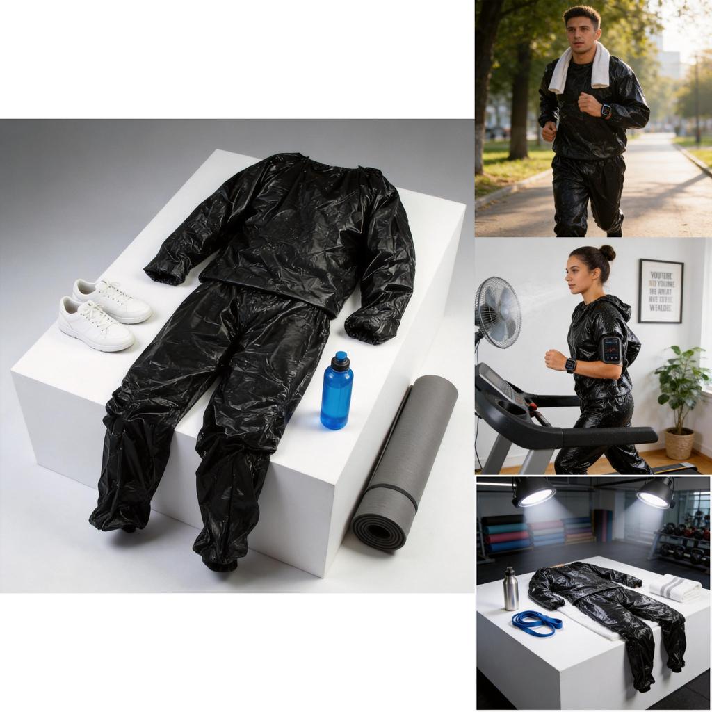 Pvc Sauna Suit Sweatenhancing Fitness Set For Men And Women With Polyester Fabric