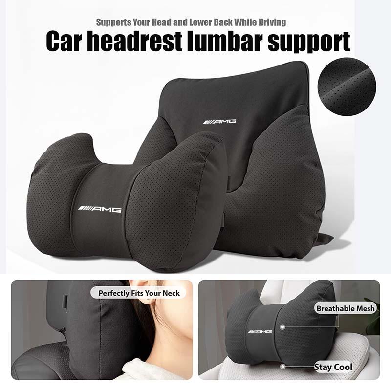 ECLD4 Car Seat Headrest Waist Support Cushion Universal For Mercedes Benz AMG W202 W212 W213 W220 W221 W222 C180 C200 C260