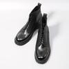 Retro Handmade Mens Ankle Boots High Quality Horsehide Leather Round Toe Thick Soled Outdoor Casual Knight Boots Platform Shoes