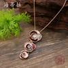 New enamel geometric rose pendant, diamond inlaid women's high-end fringed rose necklace