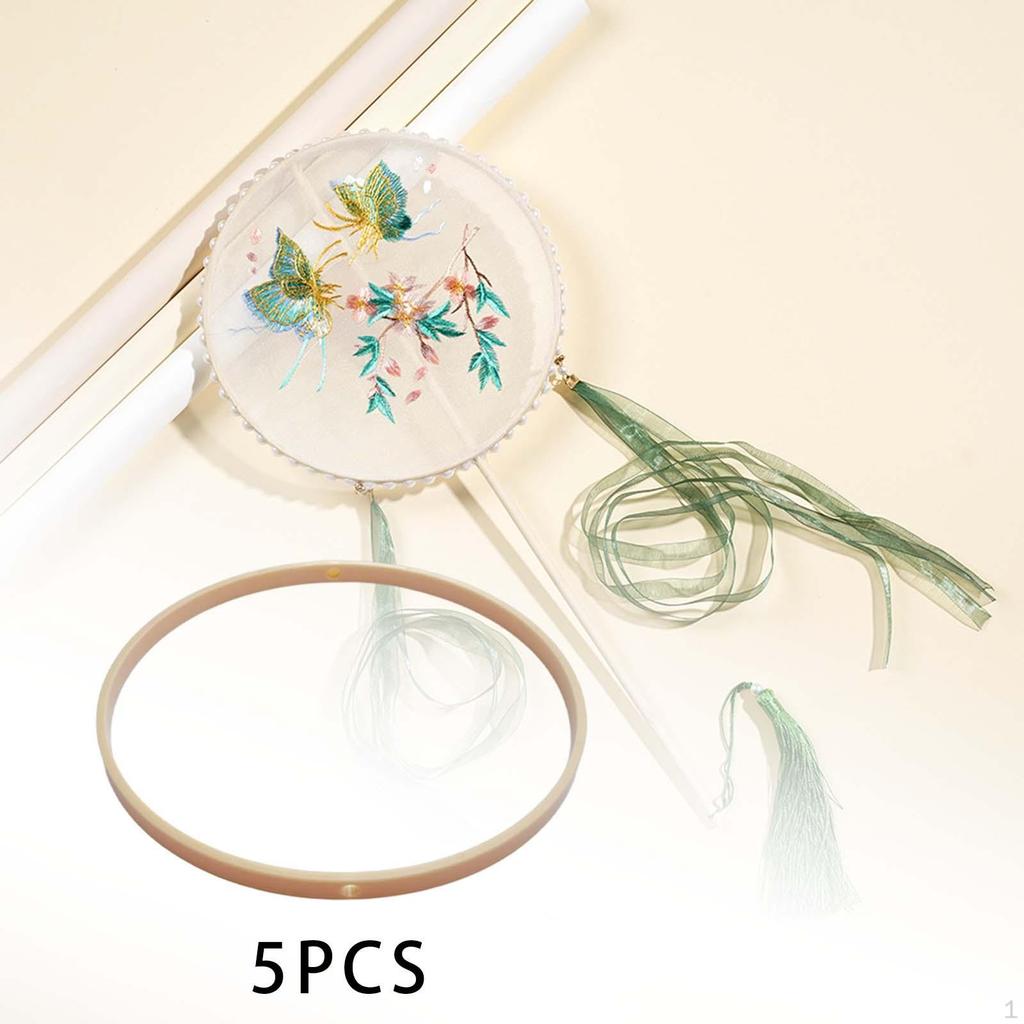 5 Pieces DIY Hand Fan Frame Craft Hoop Vintage Elegant Making Supplies Floral Wreath