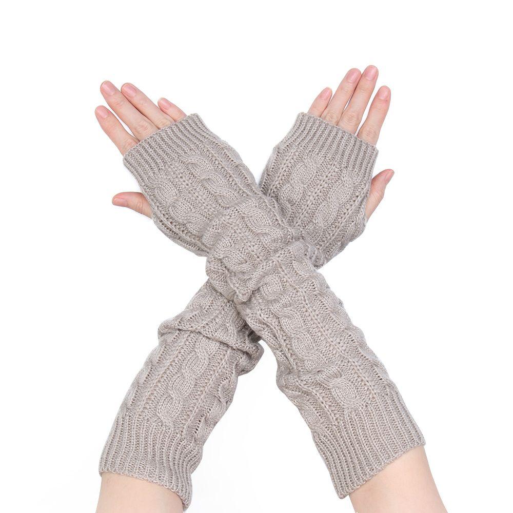 50cm Autumn Winter Clothing Accessories Knitted Mittens Arm Warmers Long Gloves Twist Pattern