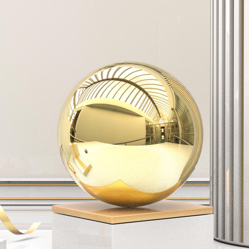 201 Stainless Steel Gold-Tone Mirror-Finish Hollow Round Decorative Ball for Landscapes & Christmas