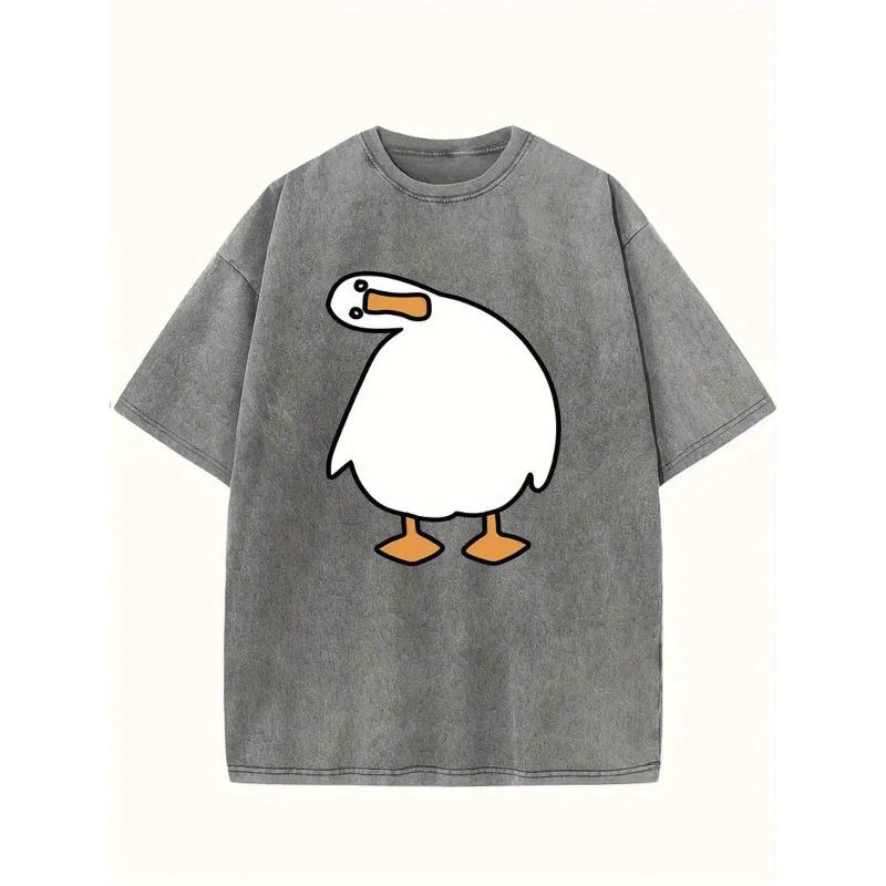 European Sizes Men's T-Shirt Printed Duck Retro Trendy Brand T-Shirt, Short Sleeved Round Neck T-Shirt, Suitable for Summer Wear