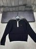 Shengjia 025 New Autumn/Winter Letter Embroidery Half-Zip Lapel Knit Long Sleeve Loose Top