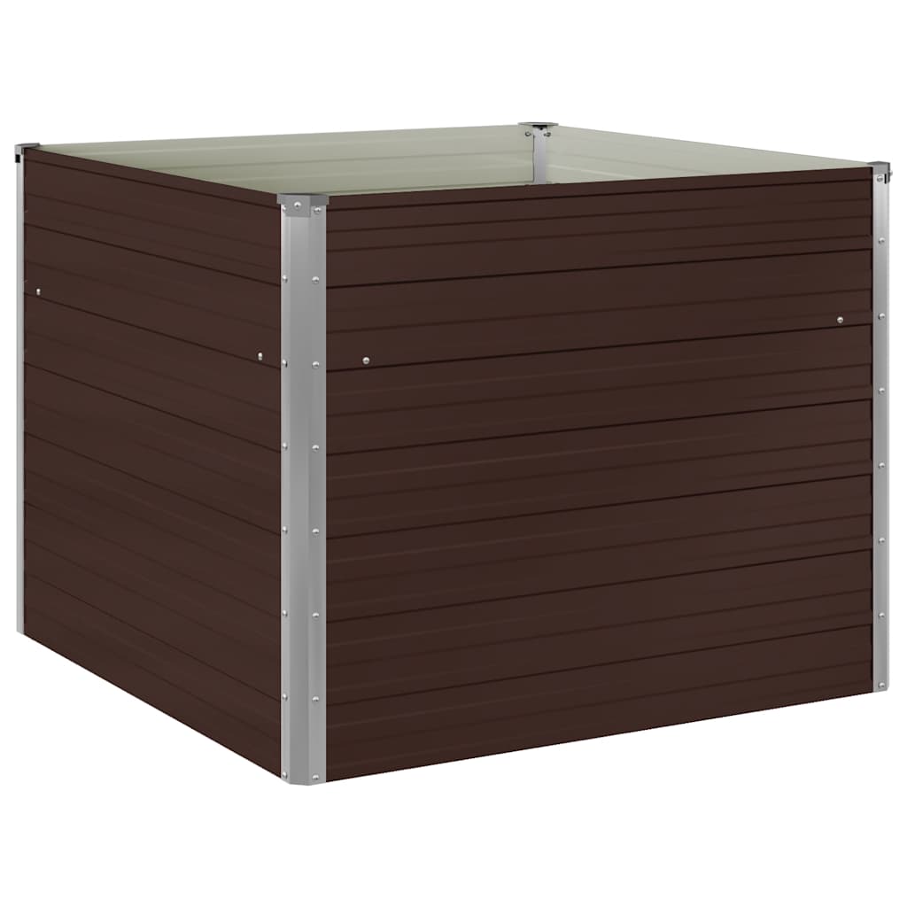 Raised Garden Bed Brown 100 X 100 X 77 Cm Galvanized Steel