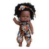 33cm Full Silicone Body Reborn Baby Doll Toys Dark Black Brown Skin Optional Rebirth Doll Lifelike Curly Hair Newborn Doll for Kids Birthday Xmas Gift