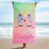 Personalisierbares Einhorn-Strandtuch mit Namen für Mädchen Jungen Schwimmen Sport Reisen Personalisierte Strandtücher Schnelltrocknend Personalisierbares Badetuch