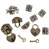 2er-Set Antik-Bronze Riegelverschluss 27 x 30 mm Riegelverschluss Mini-Boxscharniere und Liebesschlösser mit Schlüsseln Dekorative Schloss schnalle mit Schrauben für Schmuck Woo