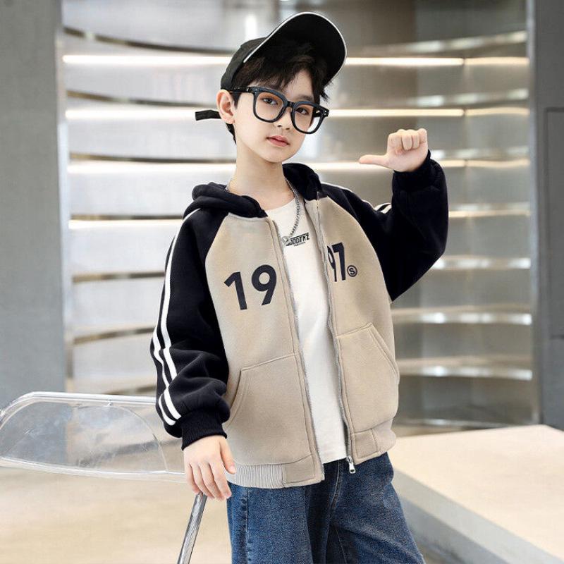 Kids' Fleece-Lined Sports Jacket - Versatile Spring/Autumn Outerwear for Boys & Girls