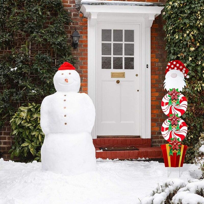 4pcs Christmas Yard Signs Stakes Decorations Patio Winter Ornaments