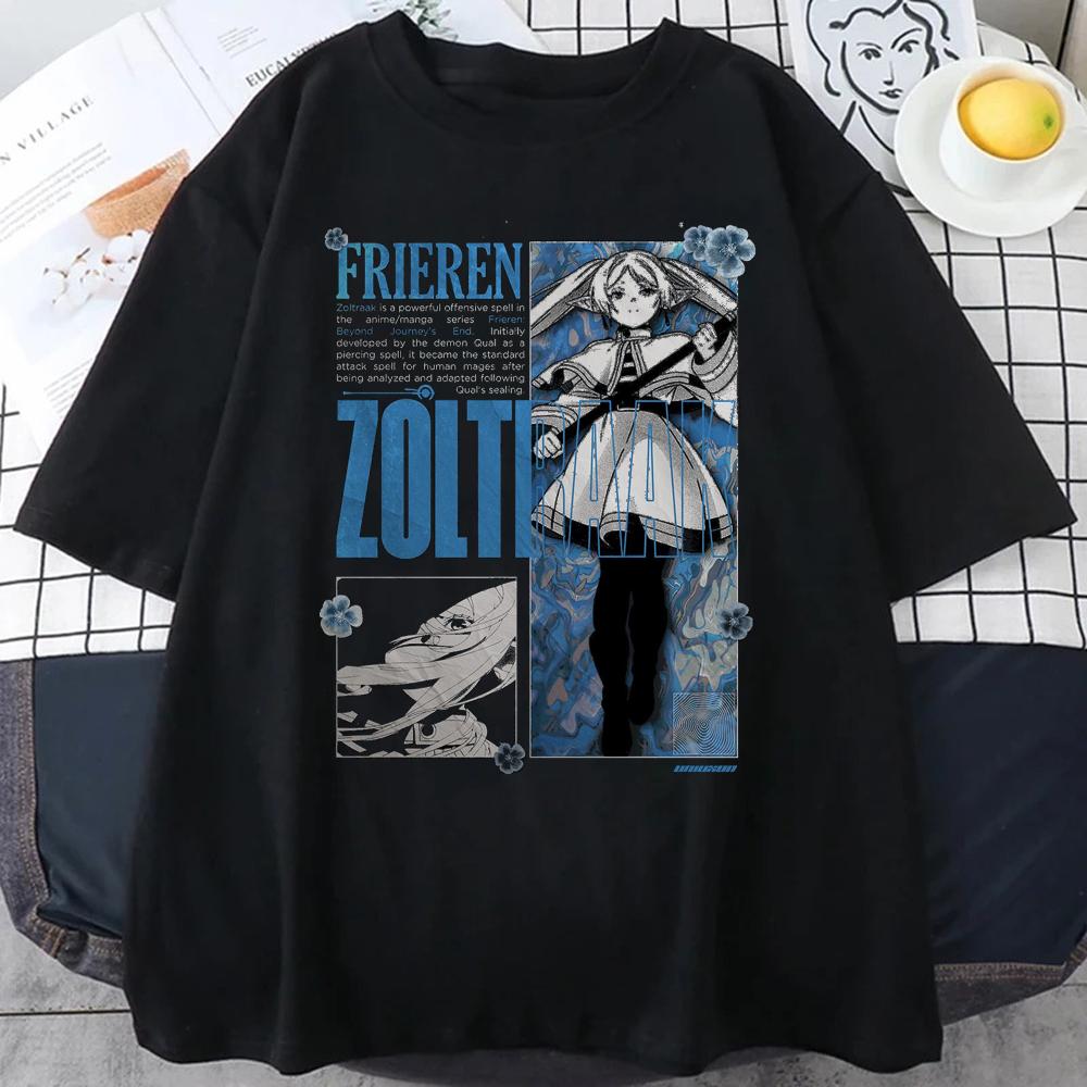 Frieren TShirt Unisex Cartoon Tshirt Short Sleeve Women Beyond Journeys End Anime Clothing TShirt Cotton Tees Top
