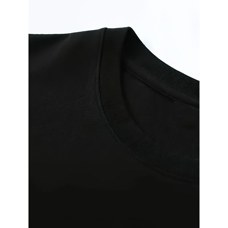 European sizes Men's Russian Style Short Sleeve T-Shirt - All-Season Casual Round Neck H-Fit with Cyrillic-Inspired Geometric Print