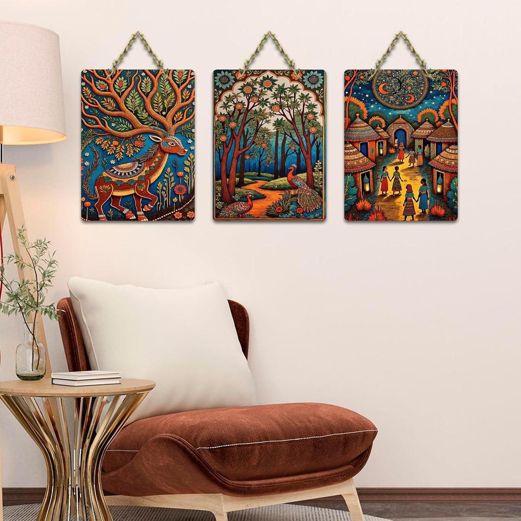 Artvibes Nature & Hummingbird Wooden Wall Hanging for Home Decoration | Handcrafted Art | Mdf| Paintings