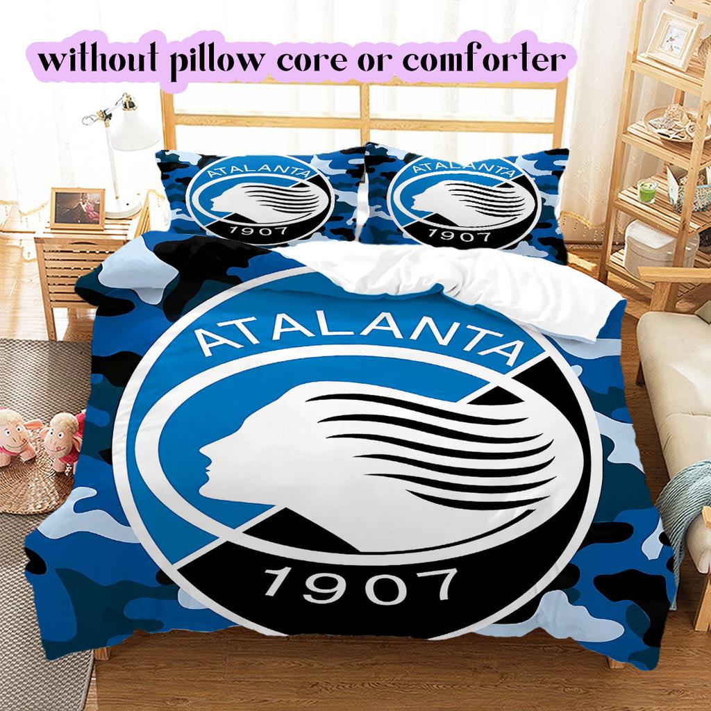 Biancheria da letto con motivo calcistico Atalanta BC, Set piumone Copripiumone Federa Regalo di Compleanno per la Casa (1*copripiumino+2*federe,senza imbottitura)
