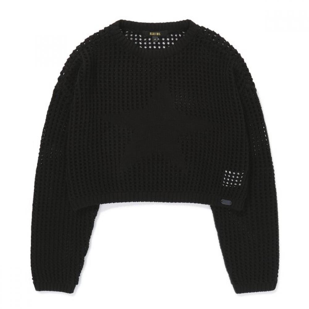 Bluetail Black Star Jacquard Mesh Crop Knit Aaa4sw01bk