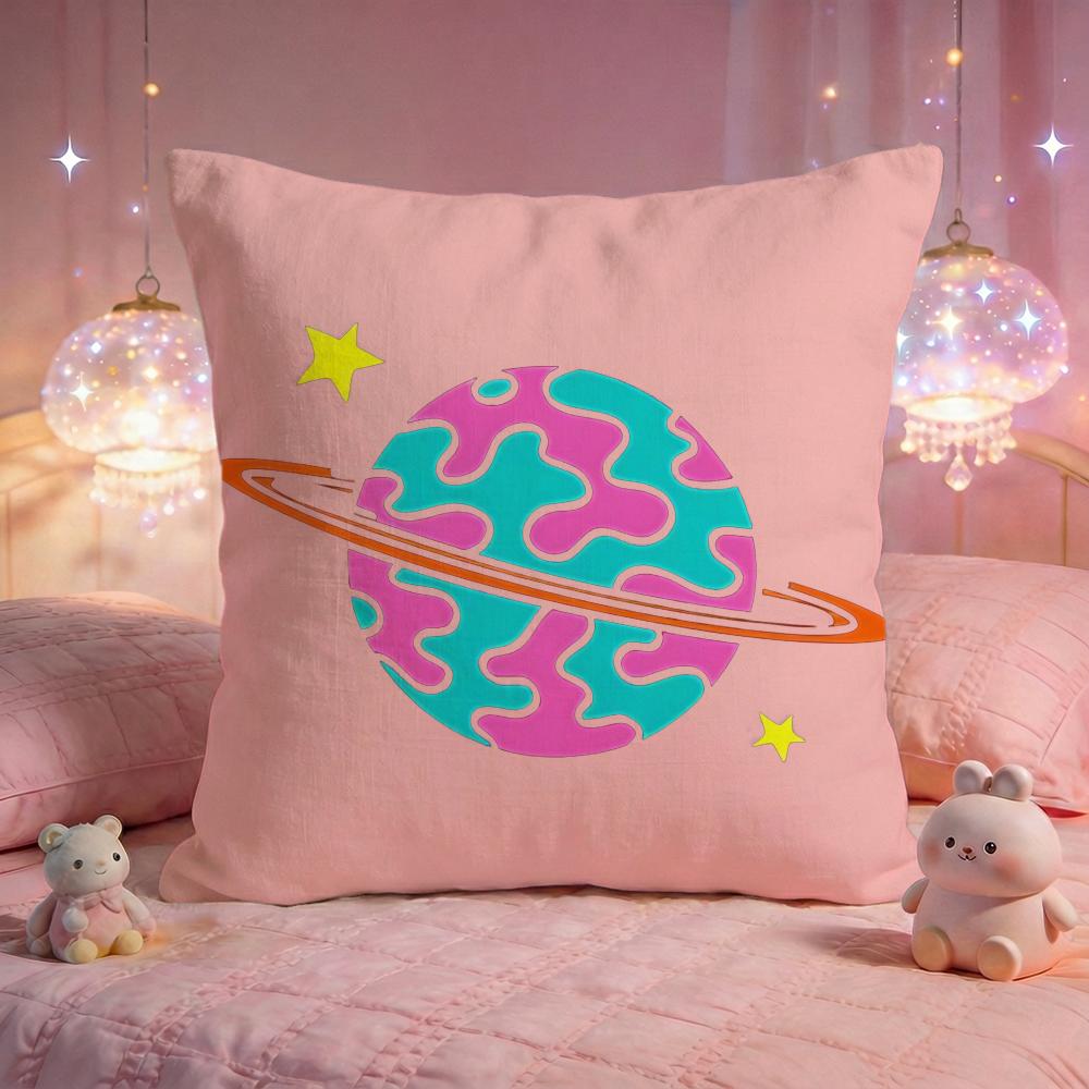Cartoon Space Planet Cushion Cover Premium Comfort Reversible Pillow Cove Two in One Design for Any Room Car Interior