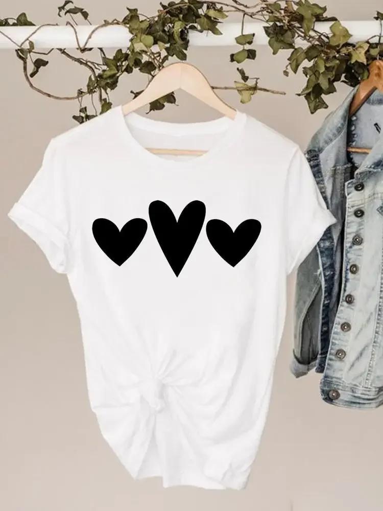 Plus Size Graphic Tee Clothes 90s Sweet Love Heart Valentine Ladies Print T Clothing Summer FeUnisex Womens Short Sleeve Tshirts
