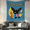Custom Name Bing Bunny Wall Tapestry Aesthetic Wall Hanging Printed Fabric Blanket Decorative Tapestries for Bedroom Living Room Home Decor