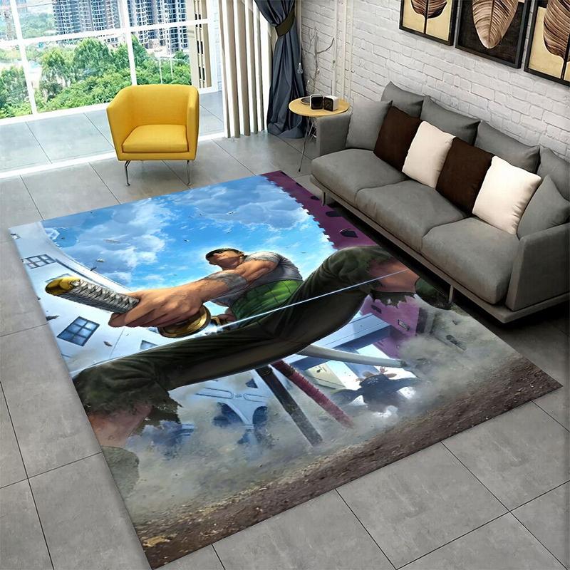 Anime Zoro One P-Piece Cartoon Carpet Rug for Playroom Bedroom Living Room Sofa Home Decor,kid Area Rug Non-slip Floor Mat