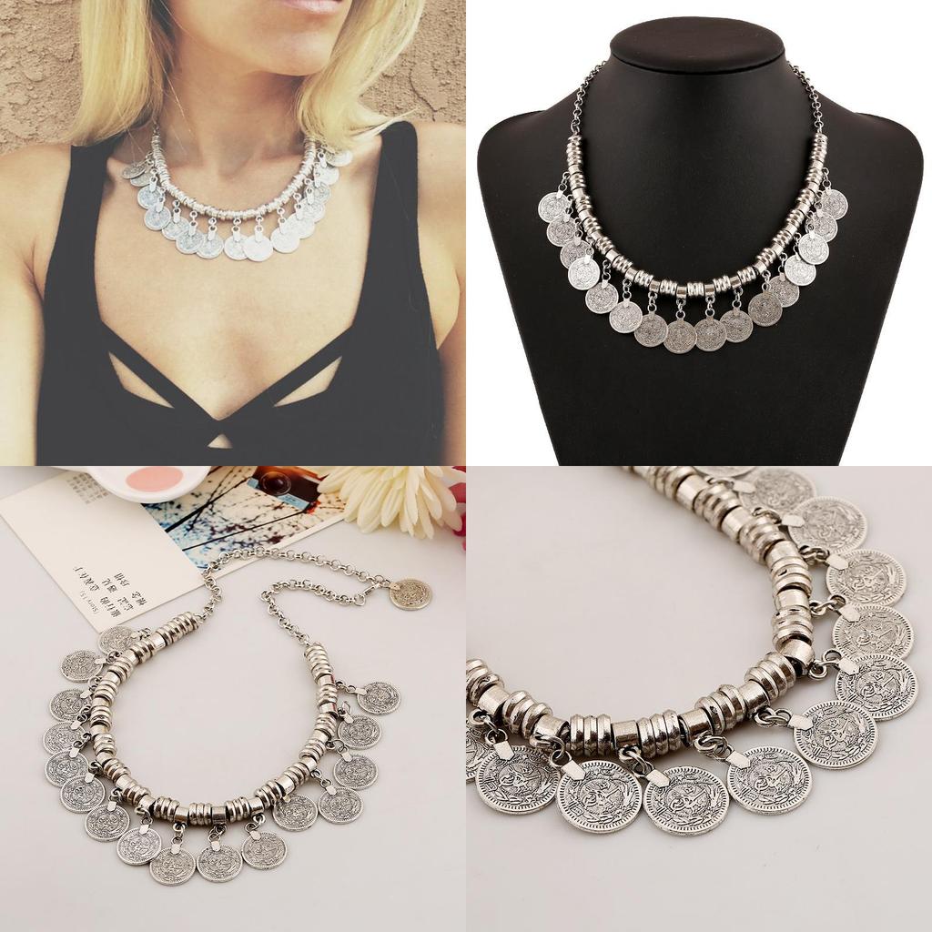 Retro-Münzschmuck-Halskette aus Legierung mit Galvanisierung für Reiseandenken und Geschenke