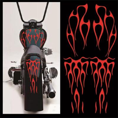 1 Set Motorrad Rote Flamme Wasserdichter Aufkleber für Gastank & Kotflügel Aufkleber Vinyl