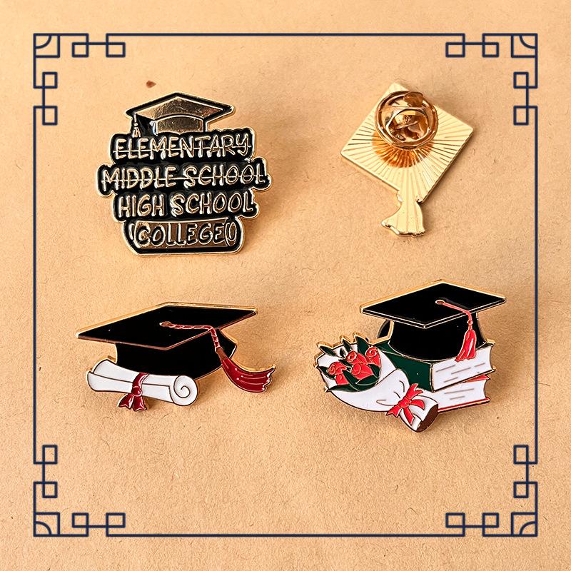 Creative Graduation Gift Metal Enamel Brooch Clip Fashion Book Hat Flower Badge Men Women Clothing Pin Fashion Jewelry Accessori