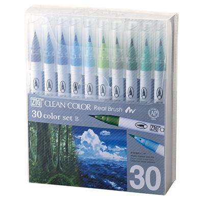 Kuretake Brush Pen ZIG Clean Color Real Brush 30 Colors Set RB-6000AT/30VB