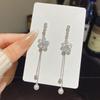 925 Sterling Silver Full Diamond Tassel Earrings – High-End European & American Style, Super Shiny, Luxurious Ear Jewelry for Women.