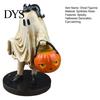 Unique Niche Gift Vintage Halloween Ghost Figurine, Cute Spooky Resin Statue with Pumpkin Artistic Desktop Collection Bucket And Black Cat for Indoor