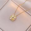 Double Layer Four-Leaf Clover Titanium Steel Necklace: Japanese & Korean Women's Heart Clavicle Chain