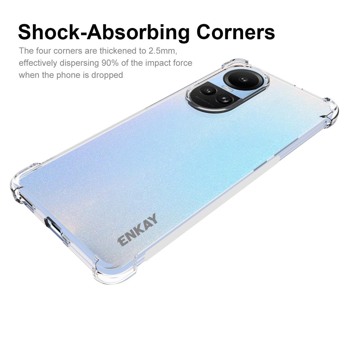 

ENKAY HAT PRINCE For Oppo Reno10 Pro 5G (Global)/Reno10 5G (Global) Clear TPU Phone Case Anti-slip Strip Edge Phone Cover A