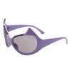 MAXJULI Devil Horned Sunglasses Women Oversized Oval Wrap Around Cat Eyes UV400 Protection W8241
