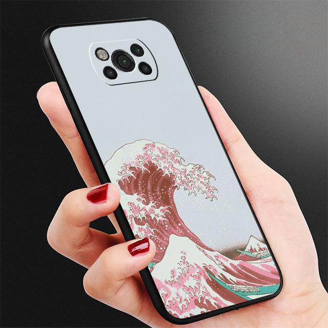 

Японский волнистый художественный чехол для Samsung Galaxy M30s M33 M12 M51 M32 5g M31 M13 M52 M22 M23 M23 M01 M53 M31s M11, черный чехол-бампер for Samsung M30s