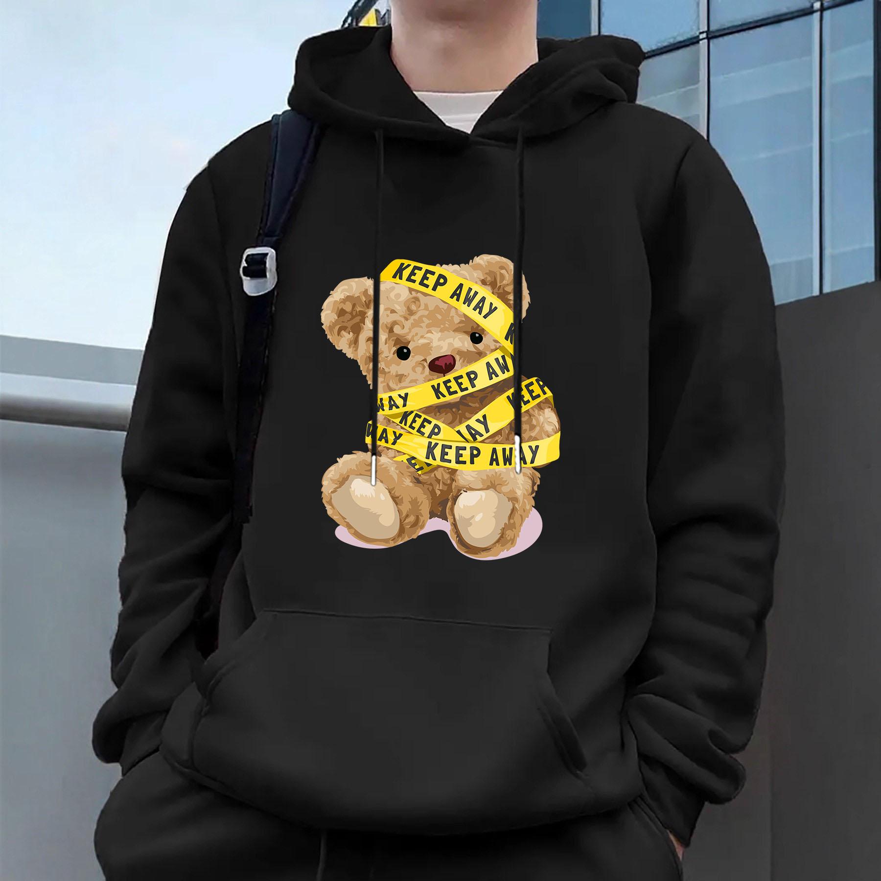 

Bear Men s Casual Hoodies Fleece Hip Hop 250g/m² Solid Pullover Sweatshirt Men Sportswear Clothing Sweatshirt Men s Clothing S темно серый