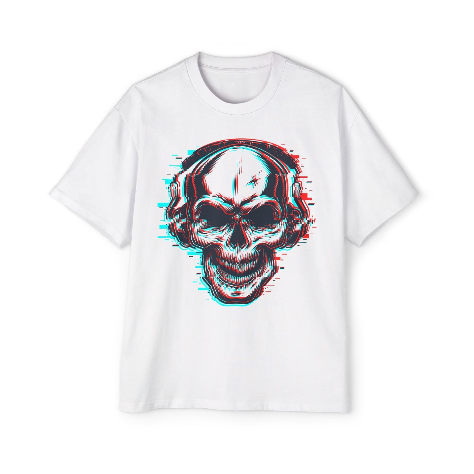 

Skull with Headphones Tiktok style :: High quality Men s Heavy Oversized Tee 5XL різнокольоровий