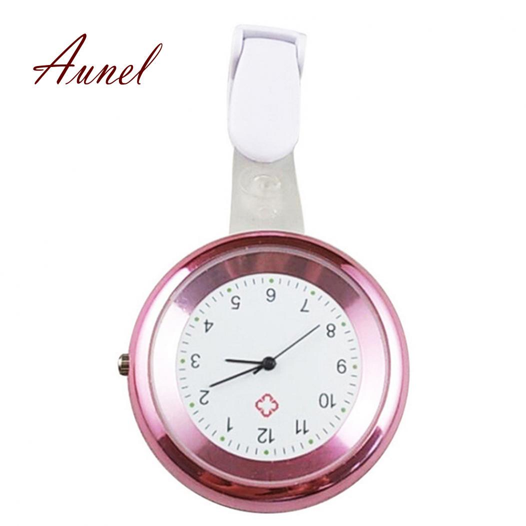 

Аналоговые кварцевые часы с круглой цифрой и клипсой для медсестры и врача, карманные часы пурпурно красный