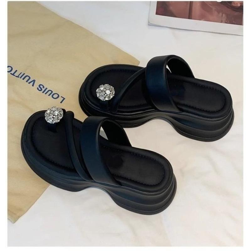 Dicke Sohle Hausschuhe Damen Sommer Sandale Damen Biskuit Kuchen Lässige Flip-Flops Mode Urlaub Outdoor Strand Plateau Schuhe