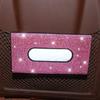 Bling Car Sun Visor Tissue Box Holder, Rhinestone PU Leather Crystal Sparkling Napkin Holder, Backseat Paper Towel Cover Case Car Accessories for