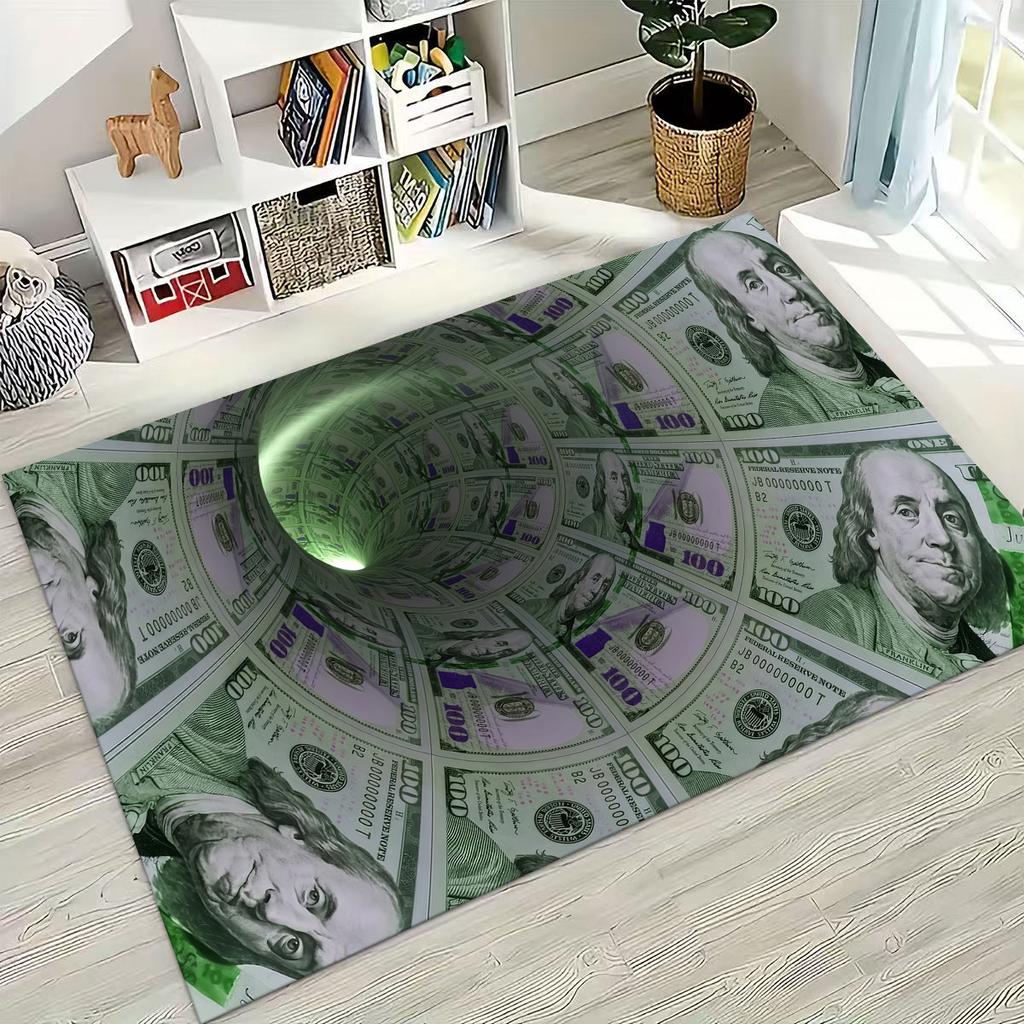 3D Personality Money USD Euro RICH Pattern Rug for Bedroom Living Room Sofa Home Doormat Decor,Large Kid Play Non-slip Floor Mat