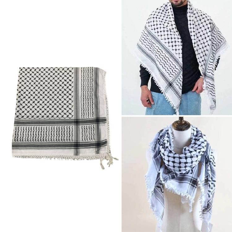 Desert Shemagh Scarf for Outdoor High Absorb Arab Headscarf Traditional Keffiyeh Bandana Arabian Scarf Head Covering