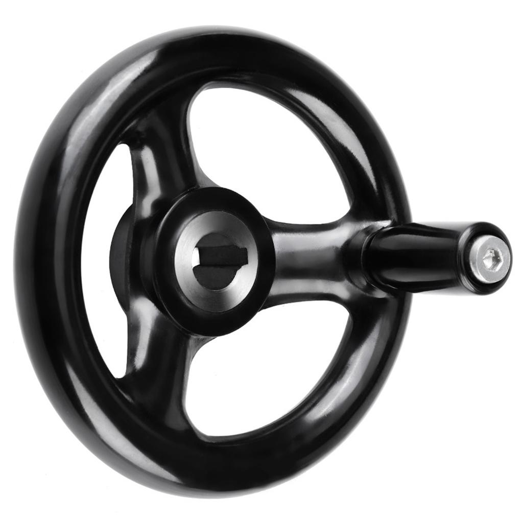 1 roată de mână rotundă neagră cu 3 spițe 12*100 mm pentru mașină de frezat strung